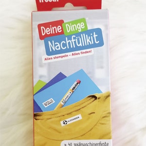 Nachfüllkit für TEXTILstempel inkl. 40 Etiketten und 1 m Bügelvlies und 1 Stempelkissen