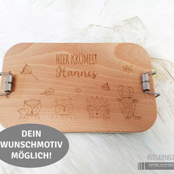 Lunch box Personalized lunch box with wooden lid 1000 ml and 1200 ml / Vesper box / Engraved lunch box / Lunch box back to school