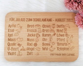 Breakfast board with name / breakfast board ABC / Gift idea for school enrollment