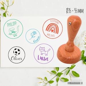 Timbro personalizzato per bambini/timbro rotondo con motivo desiderato/timbro per l'asilo/timbro per la scuola