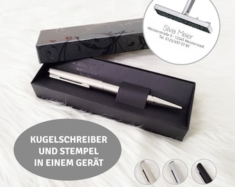 Hochwertiger Metallkugelschreiber mit Stempel / Drehkugelschreiber / wahlweise mit Geschenkbox