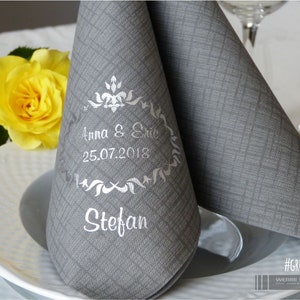 Wedding napkins / Printed napkins / Napkins with names pattern &quot;Linnea&quot;