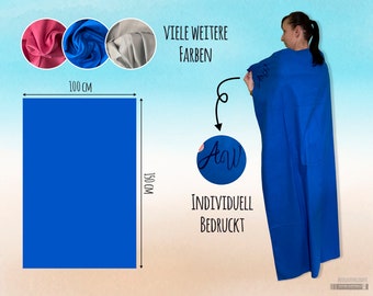 Drap de bain en microfibre 100 x 150 cm, imprimé individuellement