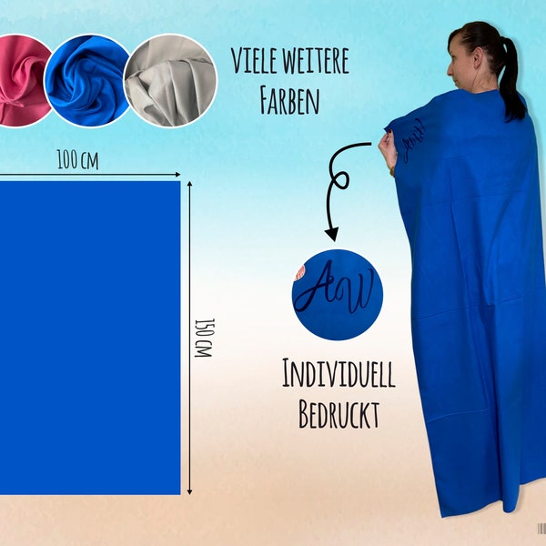 Drap de bain en microfibre 100 x 150 cm, imprimé individuellement