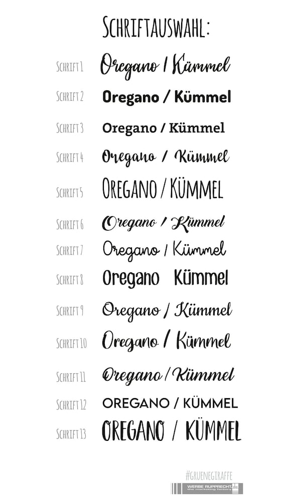 Aufkleber für Gewürzgläser / Etiketten / Sticker für Aufbewahrung / Glasaufkleber