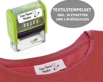 TEXTILstempelset inkl. Etiketten und Bügelvlies