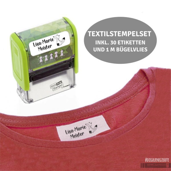 Set de tampons TEXTILE comprenant des étiquettes et du molleton thermocollant