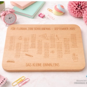 Tagliere per la colazione personalizzato / Tagliere per la colazione 1x1 / Idea regalo per l'inizio della scuola