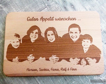 Breakfast board with photo / desired photo on wooden board / fathers day / family photo