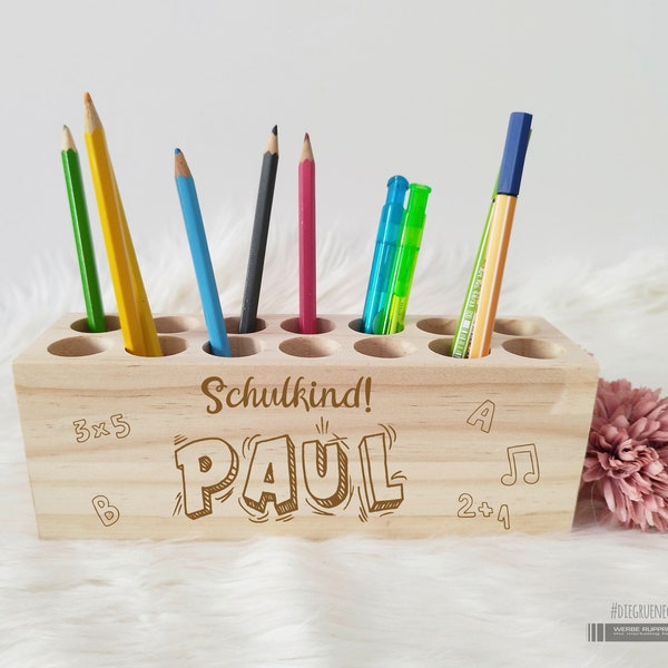 Personalised Pencil Box / Desk Organiser Montessori | Pencil Box Wood