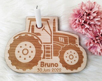 Birthday wreath "Tractor" - candle plate | birthday plate | wish plate