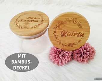 Storage Jar Biscuit Jar with Bamboo Lid Personalised - 2 different sizes