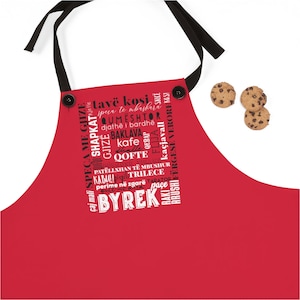 Albanian Food Apron in Red Usquime Shqiptare Albania Gift Albanians Byrek Apron