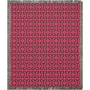 Red Shipibo Throw Blanket Shipibo Conibo Fabric Woven Blankets Peruvian Design Couch Blanket Sofa Blanket Gift Idea