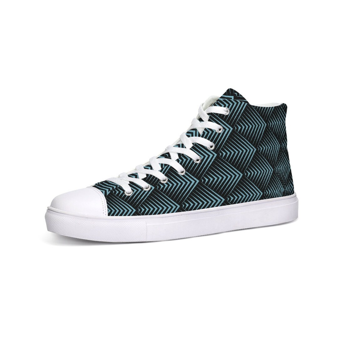 Hightop Canvas Shoe Cool Teal Blue 3d Futuristic Scales - Etsy
