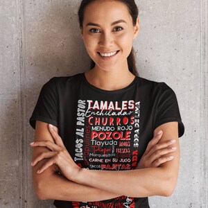 Mexican Food Shirt Comida Mexicana Mexico Chef Latin Cook Gift Mexican Foodie Pozole Tacos Burritos Mole Short-Sleeve Unisex T-Shirt