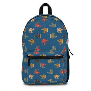 Backpack with Peruvian Paracas Birds in Blue Pattern (Made in USA)
