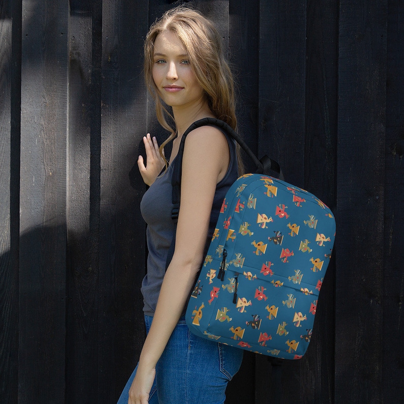 Peruvian Backpack with Peruvian Paracas Birds in Blue Pattern back to school bag blue backpack birder gift Bird Backpack