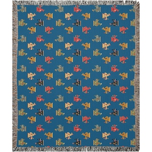 Peru Paracas Weaving Pattern Blue Birds Peruvian Ancient Design Woven Blankets Throw Blanket Couch Blanket Sofa Blanket