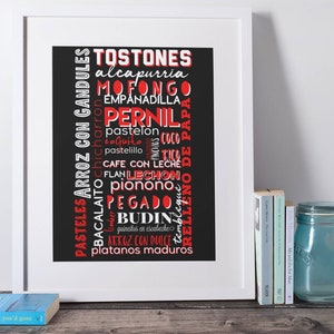 Puerto Rican Food Poster Puerto Rico Foodie Boricua Latin Kitchen Posters Wall Art