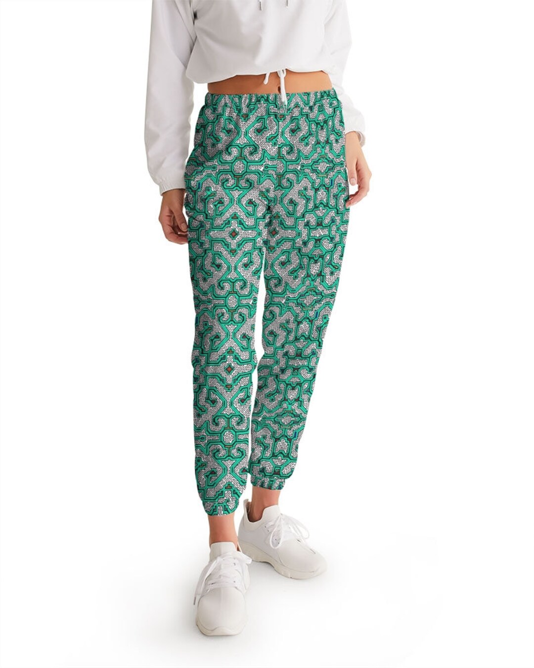 Women's Track Pants Shipibo Pattern Green Peruvian Jungle - Etsy