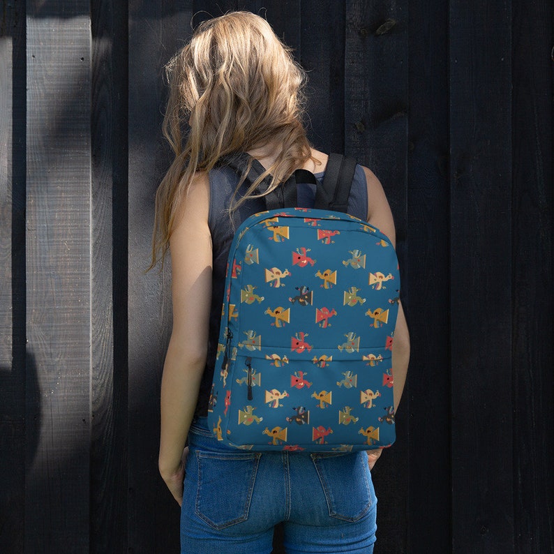 Peruvian Backpack with Peruvian Paracas Birds in Blue Pattern back to school bag blue backpack birder gift Bird Backpack