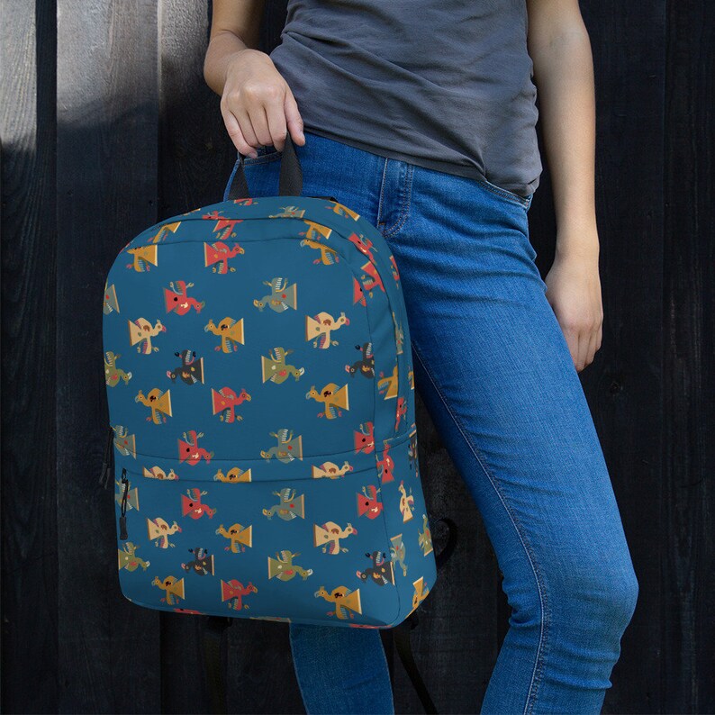 Peruvian Backpack with Peruvian Paracas Birds in Blue Pattern back to school bag blue backpack birder gift Bird Backpack