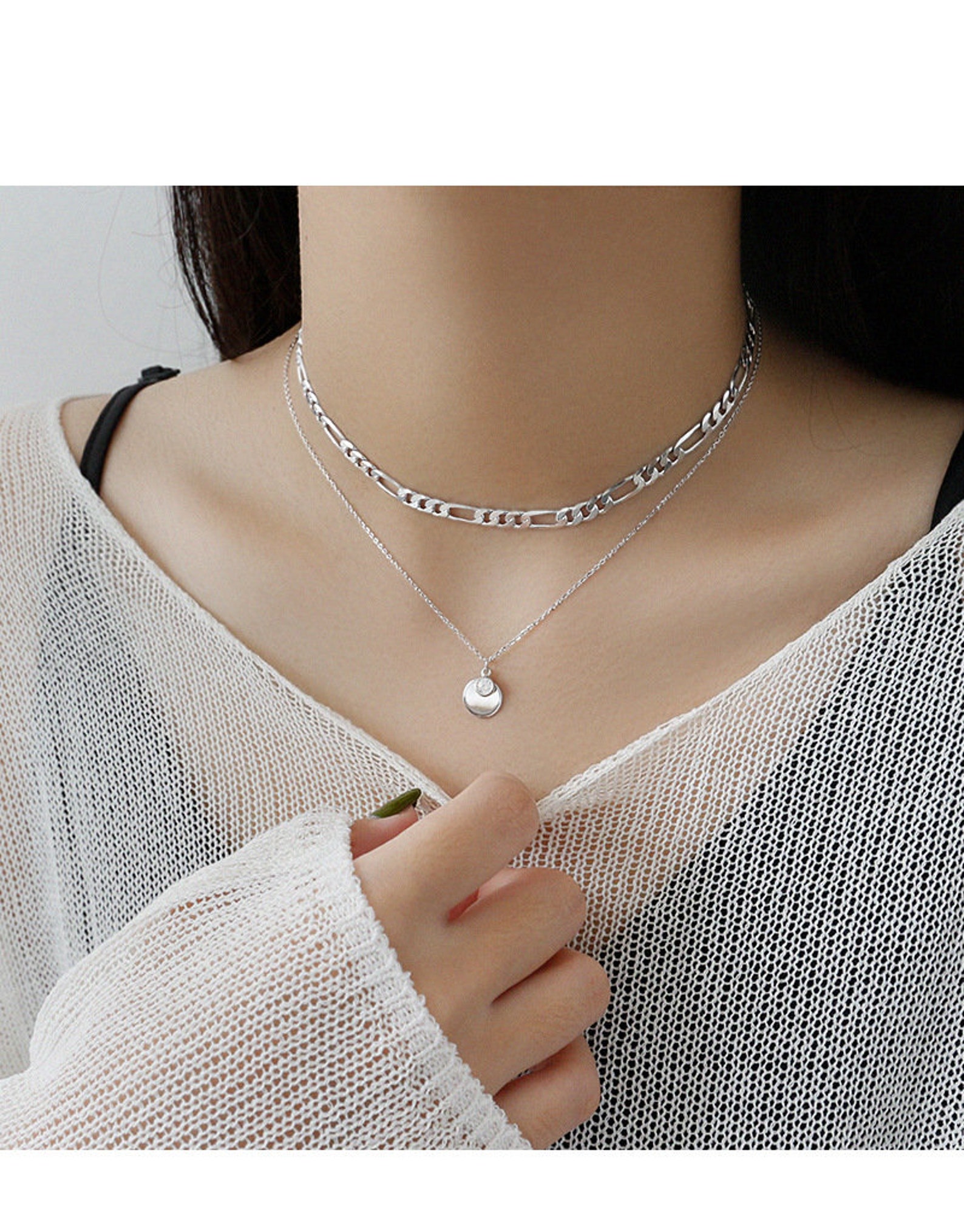 Minimalist 925 Sterling Silver Choker chain Necklace Etsy UK
