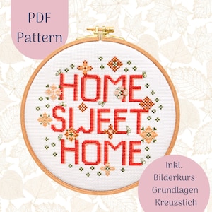 Embroidery template PDF &quot; Home Sweet Home &quot; Download template, DIY, digital file, embroidery picture cross stitch,