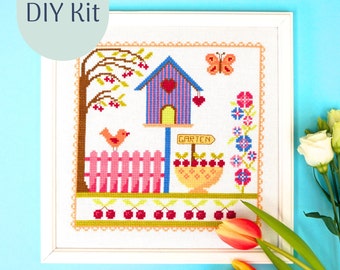 Borduurpakket "In the Garden" DIY-pakket voor tuinliefhebbers, borduurpakket