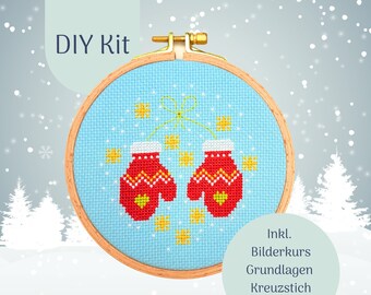Embroidery kit "Mittens" cross stitch kit, DIY kit Christmas