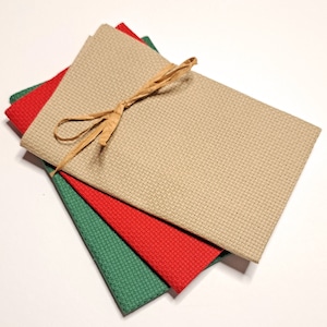 Confezione di tessuto &quot;Aida&quot; per ricamo a 3 colori per punto croce marrone chiaro-rosso-verde