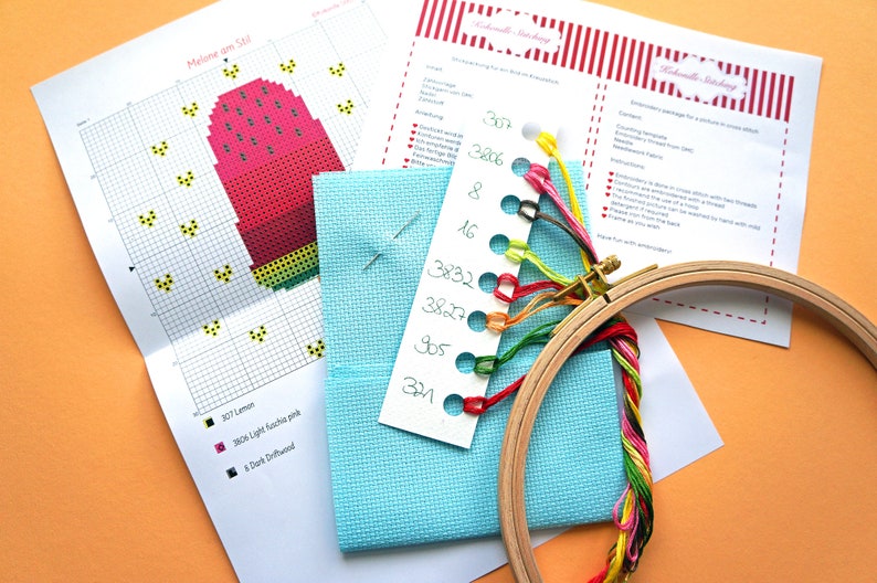 Embroidery Kit Melone am Stil DIY Kit, cross stitch kit for Summer image 4