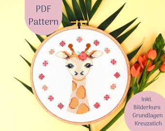 Embroidery template PDF "Giraffe" download template, DIY, digital file, embroidery image cross stitch