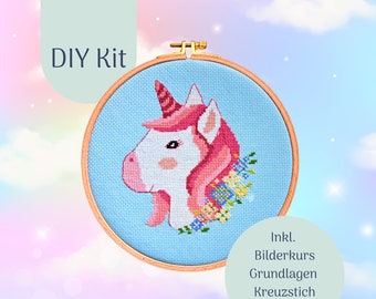 Stick-Set "Einhorn" Kreuzstichpackung, DIY Kit