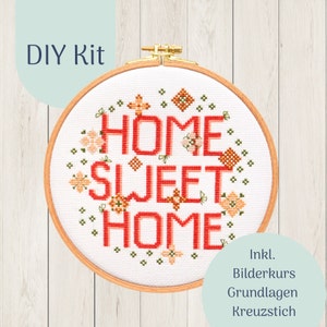 Cross Stich Kit &quot;Home Sweet Home&quot; Modern Cross stitch Kit, Counted Cross Stitch Chart, Modern Embroidery, DIY Kit, xstitch Design