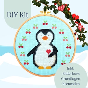 Cross Stich Kit &quot;Pinguin&quot; Modern Cross stitch Kit, Counted Cross Stitch Chart, Modern Embroidery, DIY Kit, xstitch Design