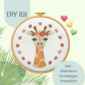 Cross Stich Kit &quot;Giraffe&quot; Modern Cross stitch Kit, Counted Cross Stitch Chart, Modern Embroidery, DIY Kit, xstitch Design