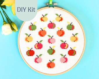 Cross Stich Kit "Applemix" Modern Cross stitch Kit, Counted Cross Stitch Chart, Modern Embroidery, DIY Kit, xstitch Design