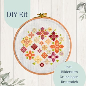 Cross Stich Kit &quot;Blumenmix&quot; Modern Cross stitch Kit, Counted Cross Stitch Chart, Modern Embroidery, DIY Kit, xstitch Design