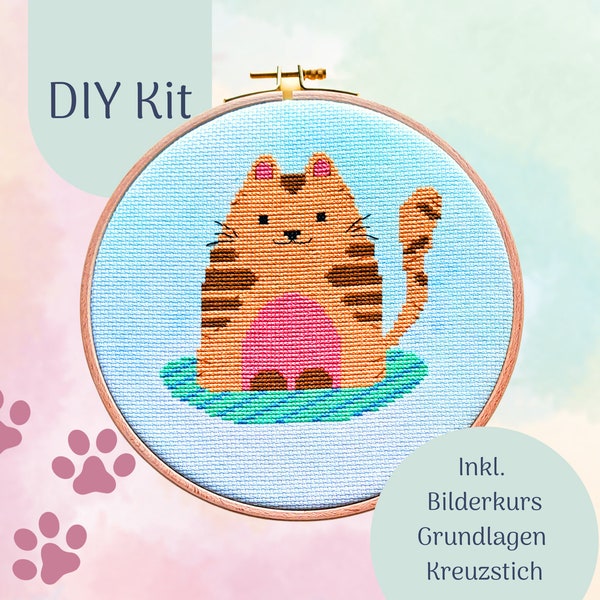 Embroidery Kit "Meow" Cross Stitch Kit, DIY Kit, Cats Embroidery Pattern