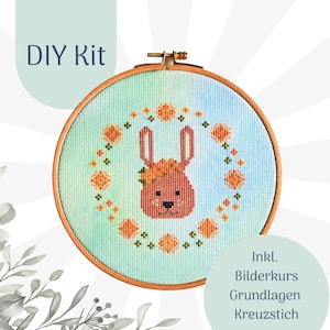 Cross Stich Kit &quot;Hase&quot; Modern Cross stitch Kit, Counted Cross Stitch Chart, Modern Embroidery, DIY Kit, xstitch Design