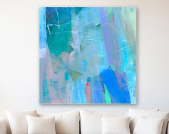 Blue & Pink Abstract Art Print: Modern Wall Decor (Digital Download)