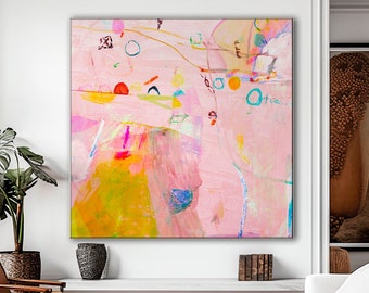 Blush Pink Abstract Painting: Girly Home Decor (Digital Download)