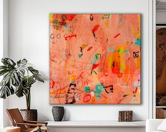 Coral Orange Abstract Art Print: Vibrant Wall Decor