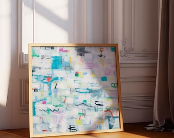 Colorful Abstract Painting on Canvas: Modern Wall Art (31.5x31.5)