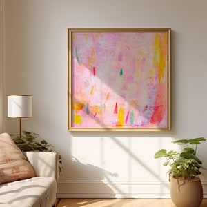 Soft pink abstract art print, PRINTED and SHIPPED, colorful pink abstract painting eclectic modern boho wall art