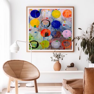 Colorful Abstract painting, Printable art, Colorful Wall Art Print, dots Abstract wall art, Digital download