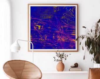 Royal Blue abstract painting, Vibrant Blue Digital download, blue wall art, modern Printable art, abstract wall art