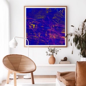Royal Blue abstract painting, Vibrant Blue Digital download, blue wall art, modern Printable art, abstract wall art